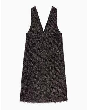 Ro&zo Demi Tinsel Deep V-Neck Mini Dress - Black