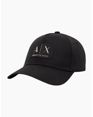 ARMANI EXCHANGE Cotton/ Patch Logo Cap - Black