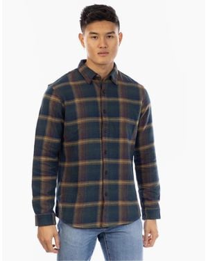 Peter Werth Abbot Collared Neck Long Sleeve Shirt - Blue