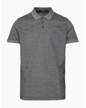 KARL LAGERFELD Cotton Monogram Logo Polo Shirt - Grey