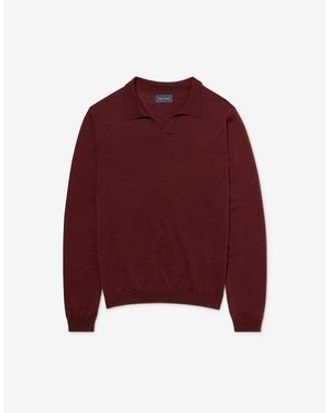 Oliver Sweeney Merino Wool Buttonless Polo Jumper - Red