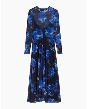 Ted Baker Rozeen Mesh Long Sleeve Printed Midi Dress - Blue