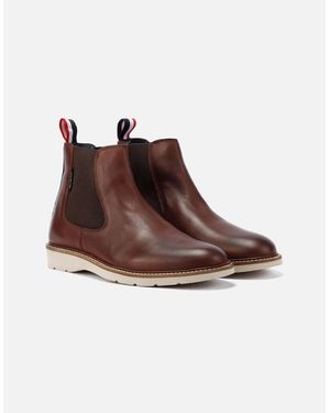 Ben Sherman Hampton Leather Burgundy Chelsea Boots - Brown