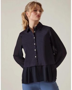 James Lakeland Contrast Hem Blouse - Blue