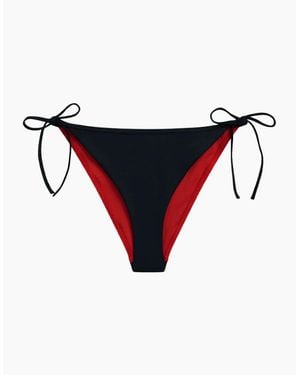 Tommy Hilfiger Core Flag V-String Side Tie Bikini Bottoms, Dark Night - Black
