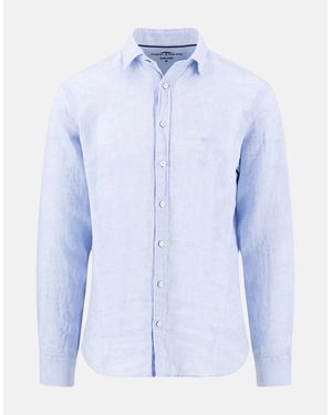 Fynch-Hatton Kent Collar Pure Linen Shirt New Breeze - Blue