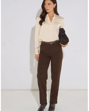 Gini London Cord Straight Leg Trousers - Natural