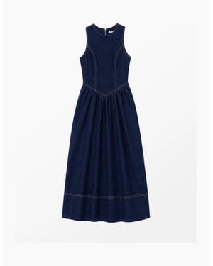 Ro&zo Denim Racer Midi Dress - Blue