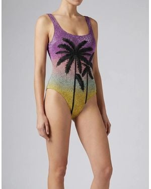 Oceanus Palm Dusk Scoop Swimsuit Plam Tree - Multicolour