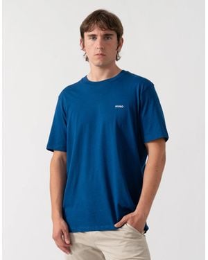 BOSS Hugo Dero222 Cotton-Jersey T-Shirt With Logo Print - Blue