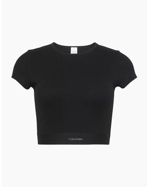 Calvin Klein Cotton Stretch Rib Crop Top - Black