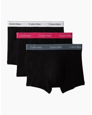 Calvin Klein 3-Pack Icon Cotton Stretch 'Relaxed Dart' Boxer Trunks, W/ /Sleet - Black