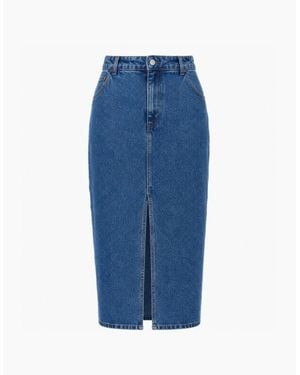 Ted Baker Heloda Denim Midi Skirt With Centre Slit - Blue