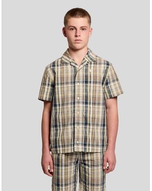 Lyle & Scott Short Sleeve Check Linen Blend Shirt - Multicolour