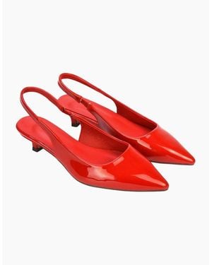 XY London Ladies Jenny Sling Back Kitten Heel Court Shoes - Red