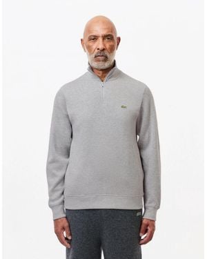Lacoste Zippered Stand-Up Collar Cotton Sweatshirt - Grey