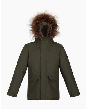 Regatta Tynley Solid Patterned Hooded Parka Jacket - Green