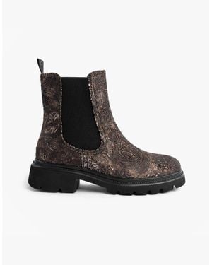 Heavenly Feet Brkvlr Zeta Meadow Velour Chelsea Boots Bark Velour - Black