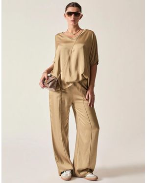 James Lakeland Camel Wide-Leg Drawstring Trousers - Natural
