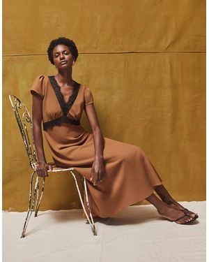 Ro&zo Caramel Lace Trim Dress - Brown