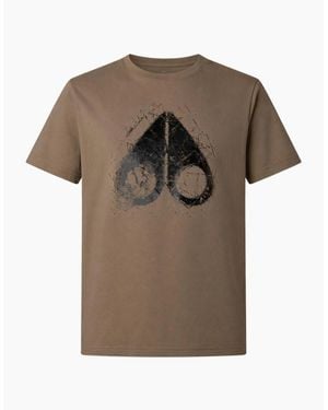 Moose Knuckles Icebreak Graphic Logo Ashen T-Shirt - Brown