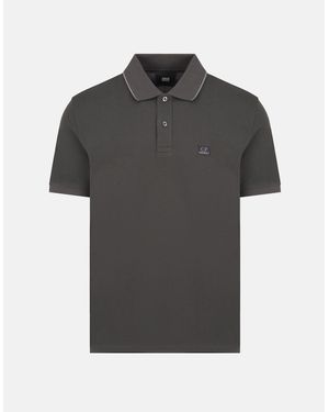 C.P. Company Stretch Piquet Polo Charcoal - Black