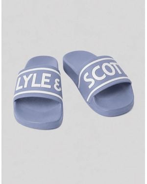 Lyle & Scott Logo Strap Slides - Blue