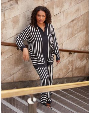 Live Unlimited London Mono Stripe Wide Leg Trouser - Metallic