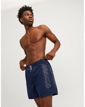 Jack & Jones Lettering Swim Short - Blue