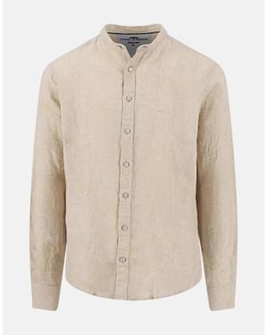 Fynch-Hatton Stand Collar Pure Linen Shirt Sand - Natural