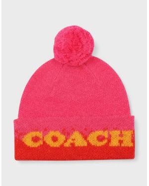 COACH Colour-Blocked Ombré Pom-Pom Beanie - Pink