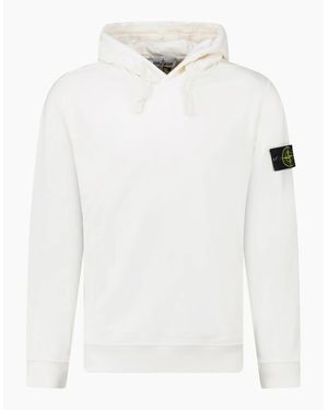Stone Island Brushed Organic Cotton Hoodie Ivory - White