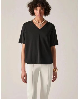 James Lakeland Jersey V-Neck Top - Black