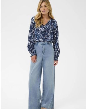 Cream Visti Pant With Braiding - Blue