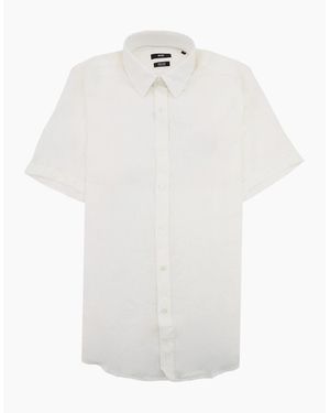 BOSS Luka Short Sleeve Pur Linen Shirt - White