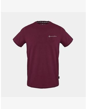Aquascutum Crew Neck Short Sleeve Lettering T-Shirt - Purple