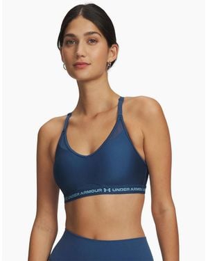 Under Armour Sports Bra V-Neck Spaghetti Straps Snug Fit - Blue