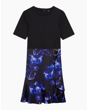 Ted Baker Malisaa Jersey Bodice Woven Printed Dress - Black