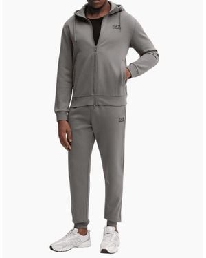 EA7 Core Id Zip Hooded Cotton Tracksuit - Grey