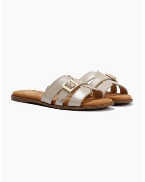 TOMS Sol Mule Leather Champagne Sandals - Metallic