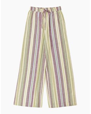 Ro&zo Petite Stripe Linen-Blend Wide-Leg Trousers - White