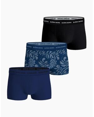 Björn Borg 3-Pack Fern Leaf Print Boxer Trunks - Blue