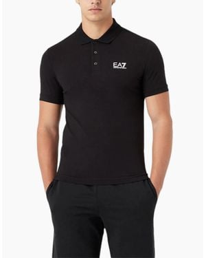 Armani Emporio Ea7 8Npf04 Pjm6Z Polo T Shirts Jersey Cotton Top Summer Tee - Black
