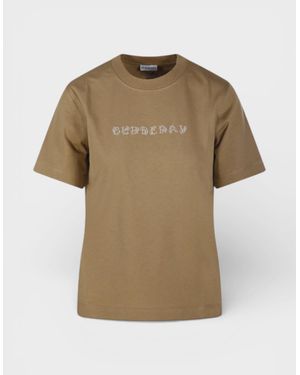 Burberry Paisley Print Logo Cotton T Shirt Teddy - Natural