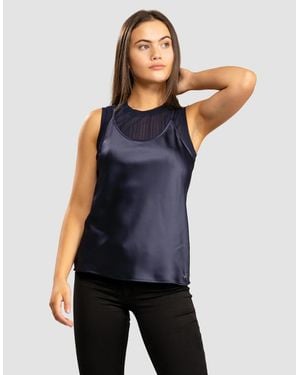 ARMANI EXCHANGE Layered Satin Blouse - Blue