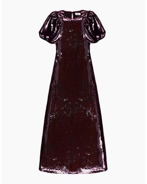 Ro&zo Annabelle Wine Puff Sleeve Dress - Purple