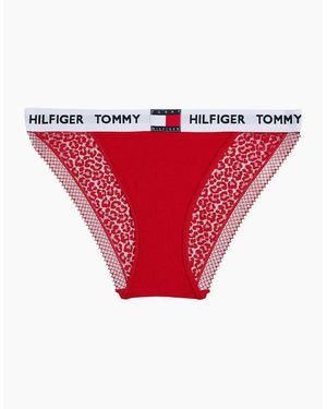 Tommy Hilfiger Heritage Logo Lace Tanga Bikini Brief - Red