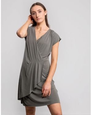 Great Plains Great Plains So Peachy V Neck Drape Dress - Grey
