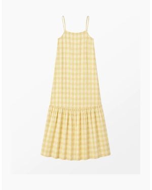 Ro&zo Lemon- Cheesecloth Check Tiered Dress - Yellow