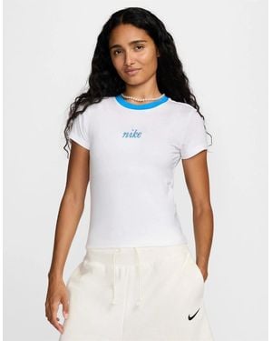 Nike Crew Neck Lettering Slim Fit Short Sleeve T-Shirt - White
